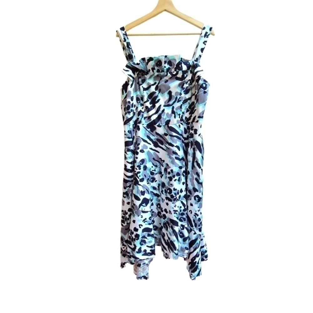 Christian Siriano for Lane Bryant Dress, Animal Print with Blue Splashs, Size 18